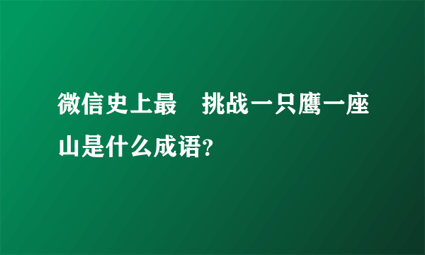 微信史上最囧挑战一只鹰一座山是什么成语？