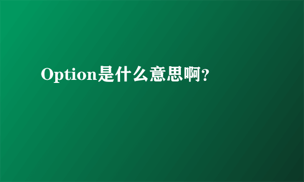 Option是什么意思啊？